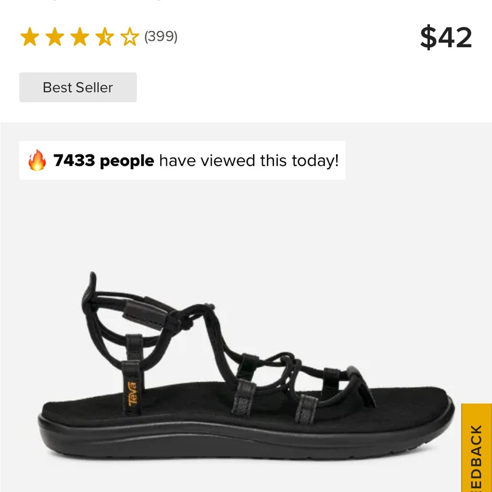 NWT Teva Voya Infinity Women's Black Sandals